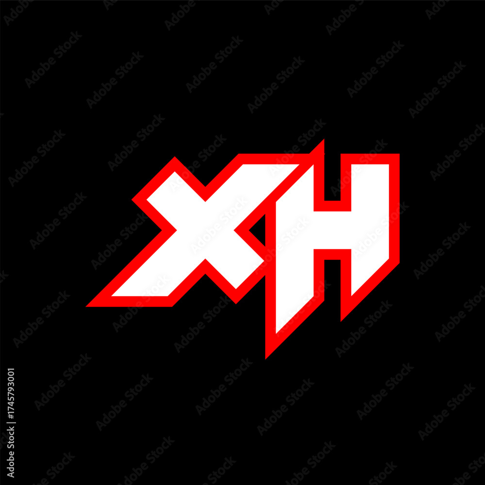 Obraz premium XH logo design, initial XH letter design with sci-fi style. XH logo for game, esport, Technology, Digital, Community or Business. X H sport modern Italic alphabet font. Typography urban style fonts.