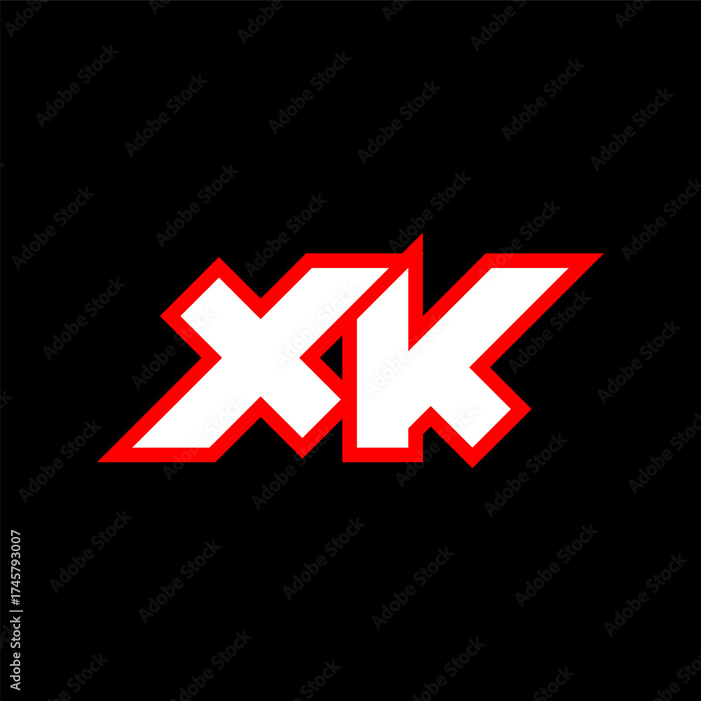 Obraz premium XK logo design, initial XK letter design with sci-fi style. XK logo for game, esport, Technology, Digital, Community or Business. X K sport modern Italic alphabet font. Typography urban style fonts.