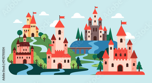 A Whimsical Collection of Colorful Fairytale Castles.