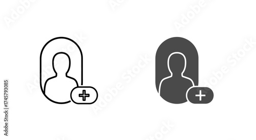 Silhouette of a Person Icon with a Plus Symbol Indicating an Add User Functionality for Profile Management and Account Creation Purposes