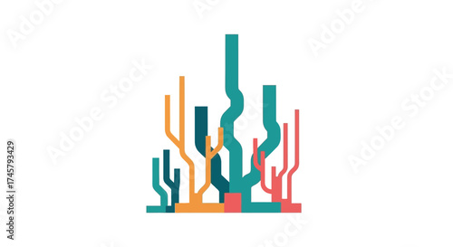 Abstract colorful branching lines creating a modern design.