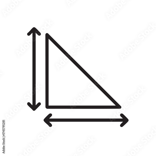 Simple right angled triangle with dimensions indicated by arrows