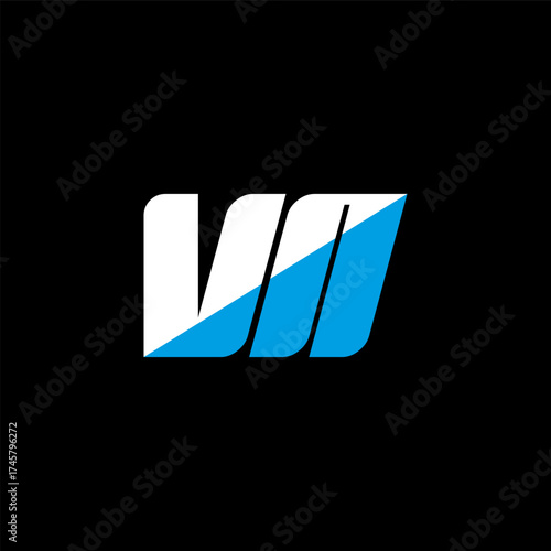 VN letter logo design on black background. VN creative initials letter logo concept. VN icon design. VN white and blue letter icon design on black background. V N