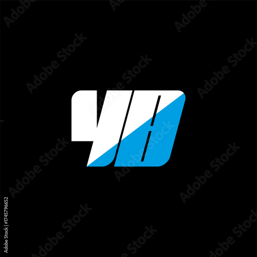 YB letter logo design on black background. YB creative initials letter logo concept. YB icon design. YB white and blue letter icon design on black background. Y B