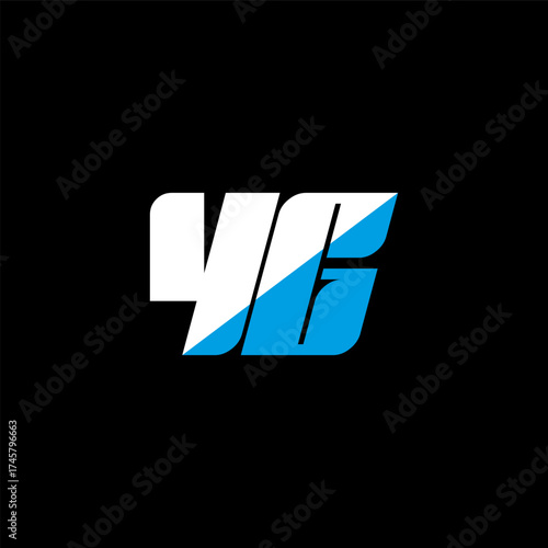 YG letter logo design on black background. YG creative initials letter logo concept. YG icon design. YG white and blue letter icon design on black background. Y G