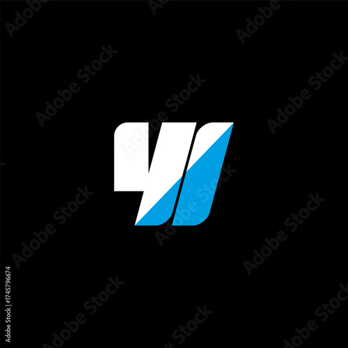 YI letter logo design on black background. YI creative initials letter logo concept. YI icon design. YI white and blue letter icon design on black background. Y I