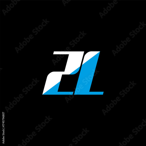 ZL letter logo design on black background. ZL creative initials letter logo concept. ZL icon design. ZL white and blue letter icon design on black background. Z L