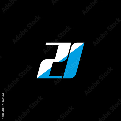 ZI letter logo design on black background. ZI creative initials letter logo concept. ZI icon design. ZI white and blue letter icon design on black background. Z I