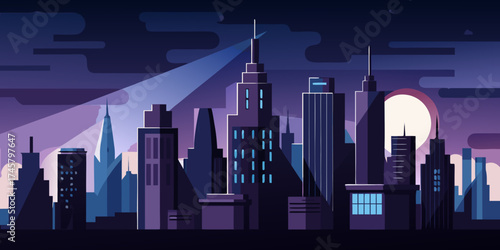 city skyline in the night