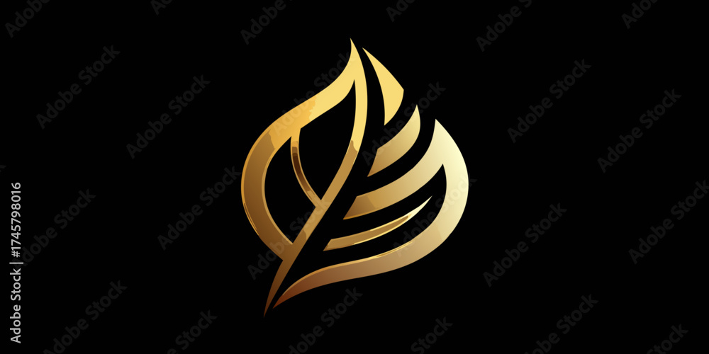 Obraz premium golden leaf on black background