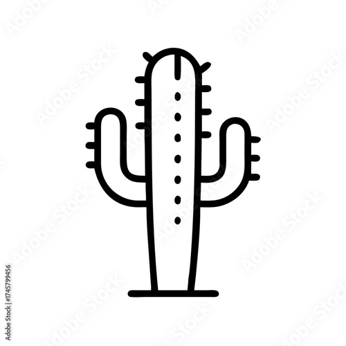 Simple outline of a cactus in minimalist design  