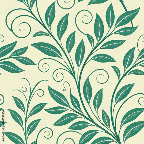 seamless floral pattern with leaves