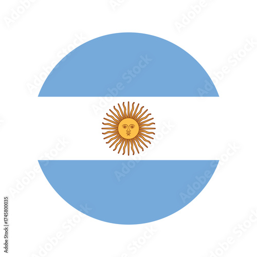 National flag of Argentina shaped as circle. Argentinian flag. Vector Illustration.	
