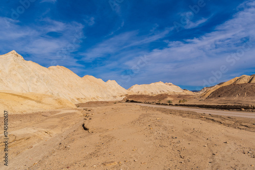 Sculpted Hills and Sandy Ground in 20 Mule Team Canyon, Death Valley National Park