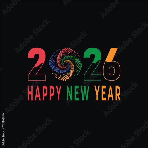 2026 Happy New Year Typography Design, 2026 Lettering Design Template