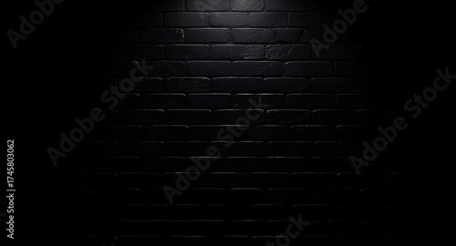 Dark Black Brick Wall Texture Background