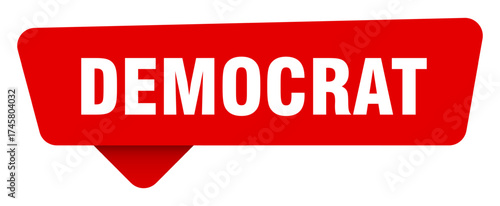 democrat red sticker isolated on transpatent background. democrat sign