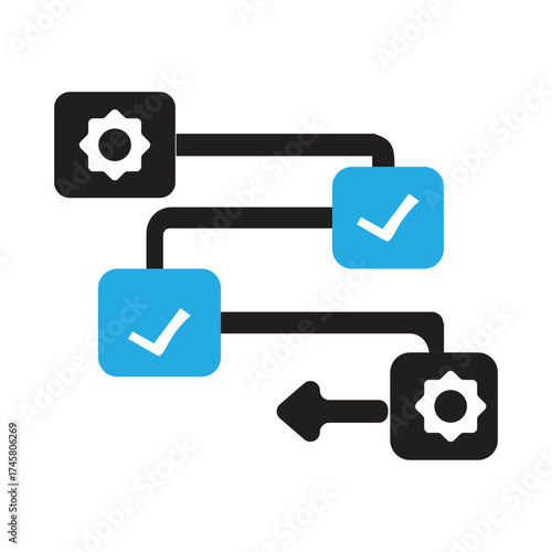 Workflow Process Icon – Project Management and Task Automation Vector Illustration