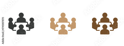 Team Meeting and Conference Icon Set – Simple Business Group