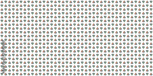 Repeating geometric shapes decorative arrangement.
A series of repeating geometric shapes arranged in a grid with an orange and green core.