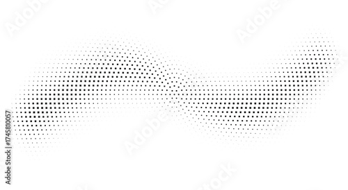 Abstract Black and White Halftone Dot Background Vector Illustration Horizontal Flowing Wave Pattern for Monochrome Technology and Minimal Business Design