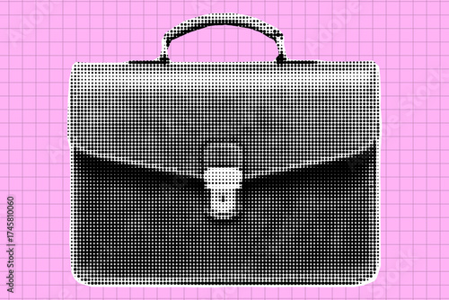 Briefcase retro business halftone collage