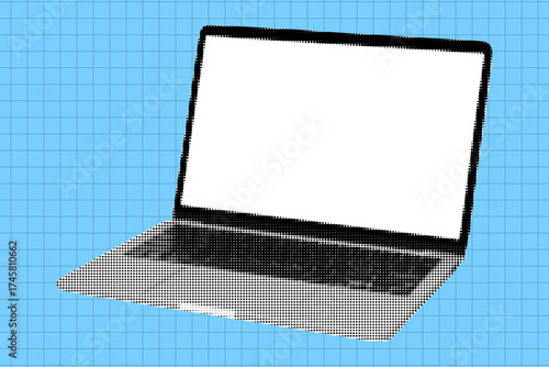 Laptop computer retro halftone collage