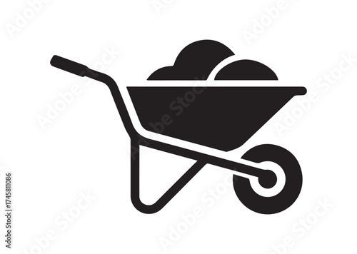 Wheelbarrow icon, Wheelbarrow solid vector design