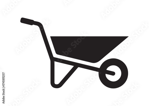 Wheelbarrow icon, Wheelbarrow solid vector design