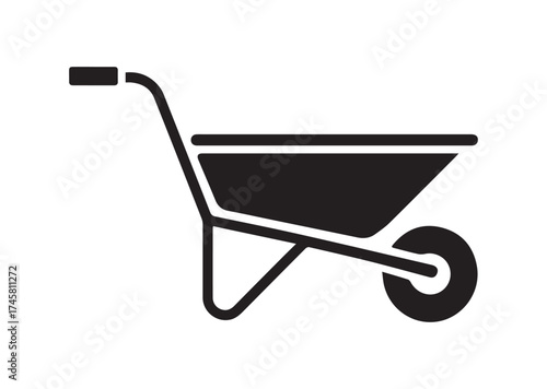 Wheelbarrow icon, Wheelbarrow solid vector design