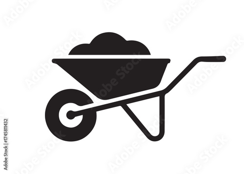 Wheelbarrow icon, Wheelbarrow solid vector design