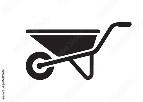 Wheelbarrow icon, Wheelbarrow solid vector design