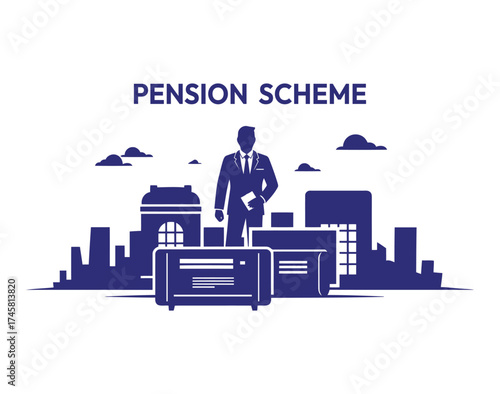 Conceptual illustration of pension scheme and financial planning