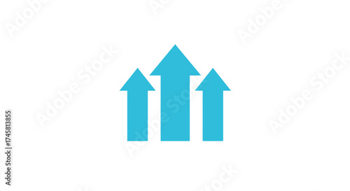 Three light blue arrows pointing upwards on a white background