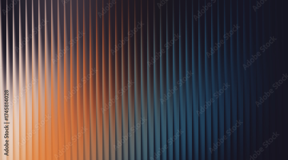 Obraz premium Abstract Vertical Ribbed Texture with Warm Orange and Cool Blue Gradient background