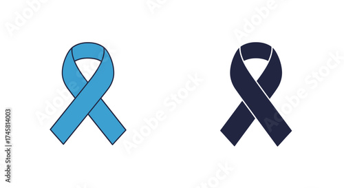 Two ribbon symbols in shades of blue represent awareness and support
