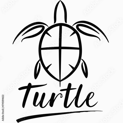 Black turtle illustration with the text 'Turtle' beneath  
