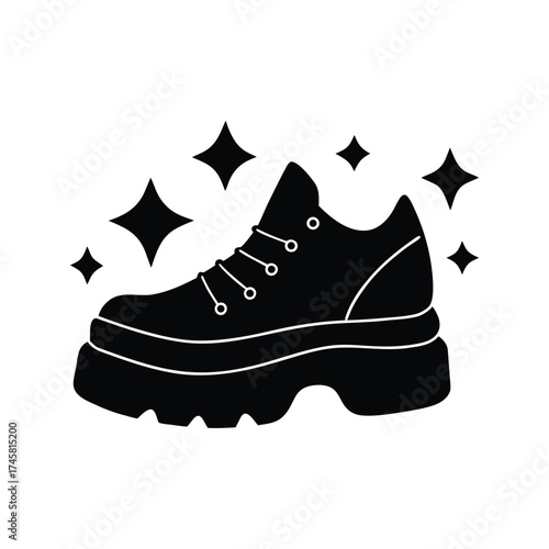 Chunky platform sneakers black silhouette vector art illustration