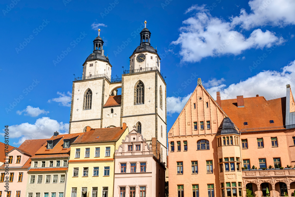 Obraz premium Lutherstadt Wittenberg, Marktplatz mit der Stadtkirche