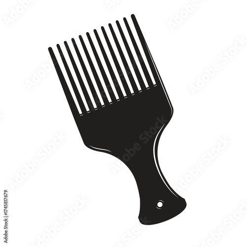 Afro Pick Comb Vector Illustration , Simple Silhouette Isolated
