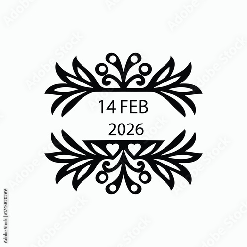 Valentine Floral Decorative Romantic Date Design Vector Illustration