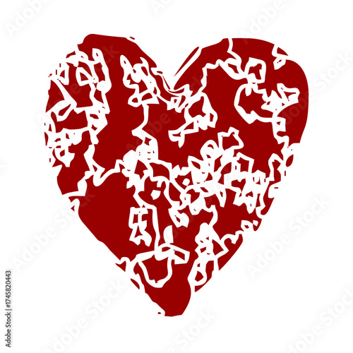 Red heart shape vector illustration with a floral pattern is a perfect symbol of love and romance for Valentine's Day or a wedding card design