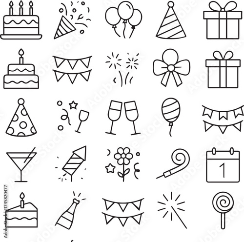 Vibrant and festive abstract design with colorful geometric shapes and celebratory elements