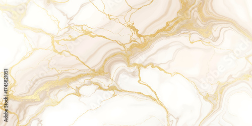 Abstract swirling gold and white marble texture background