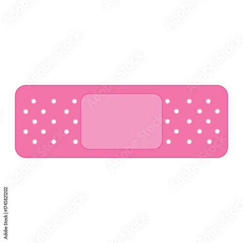 Medical pink plaster isolated on white background, wound plasterer or bandaged patch, adhesive health care object. Injury tape plaster flat design, Sticking plaster. First aid concept. Vector EPS 10
