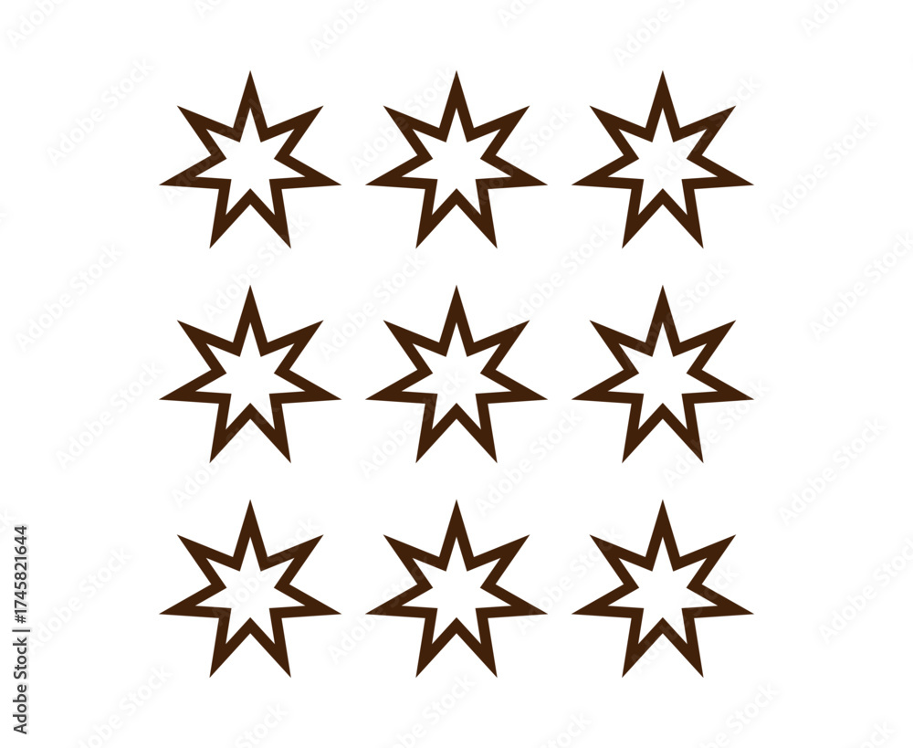 Obraz premium Star Shape Icon Outline Collection Design Brown Element Vector Illustration