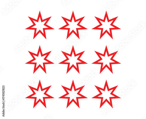 Star Shape Icon Outline Collection Design Red Element Vector Illustration