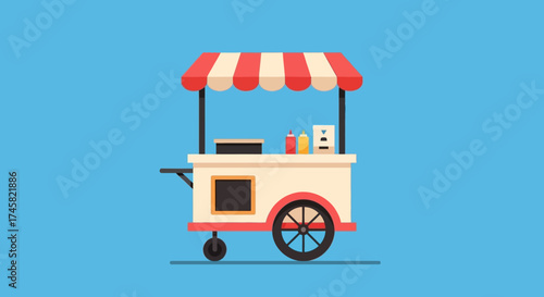 Vector illustration of a classic street food vendor cart.