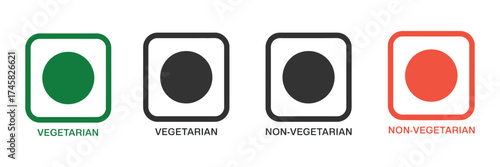 Colourful Veg and Non-Veg Icons – Vector Illustration Featuring Food Symbols on White Background for Use in Menus, Food Apps, and Restaurant Branding Designs