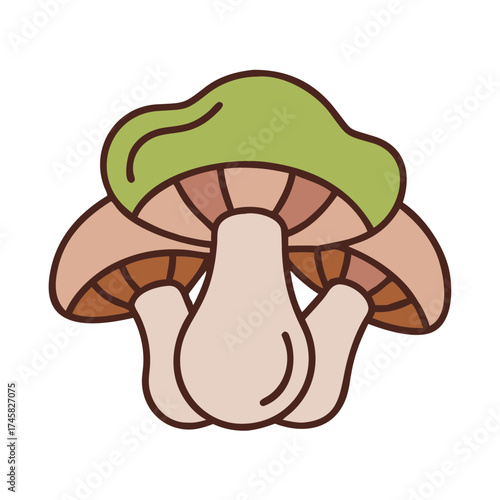 Colorful cartoon mushroom in flat design style  